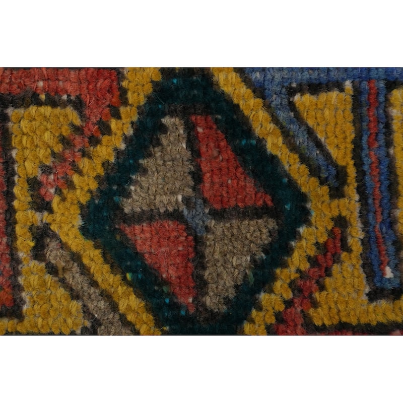 Hand Knotted Oriental 100% Wool Carpet Traditional Geometric Oranges & Rust Tabriz Runner Rug - 9' 10'' X 3' 1''