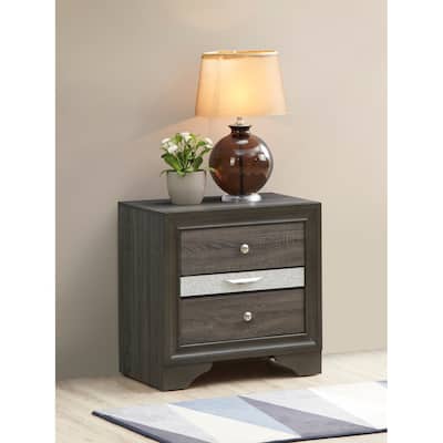 Grey Nightstand with 26x26x17 Dimensions, Modern Bedside Table with Smooth Finish, No Assembly and Storage Space