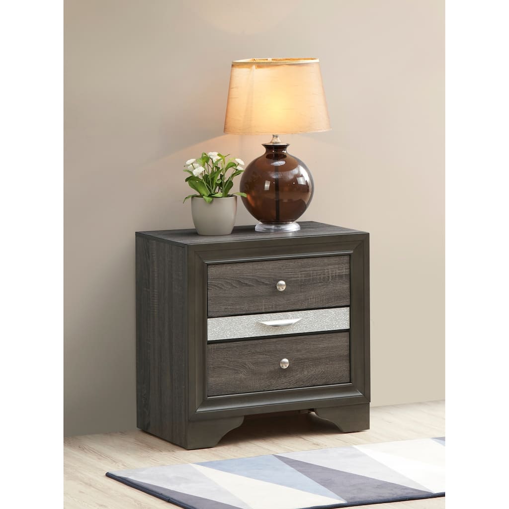 Grey Nightstand with 26x26x17 Dimensions, Modern Bedside Table with Smooth Finish, No Assembly and Storage Space