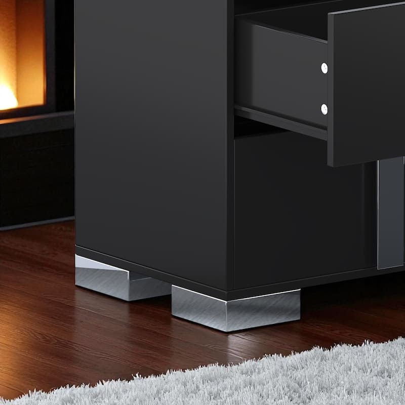 Modern 6 Drawer Dresser with Mirrored Handles and Metal Legs, MDF Storage Cabinet for Bedroom Organization