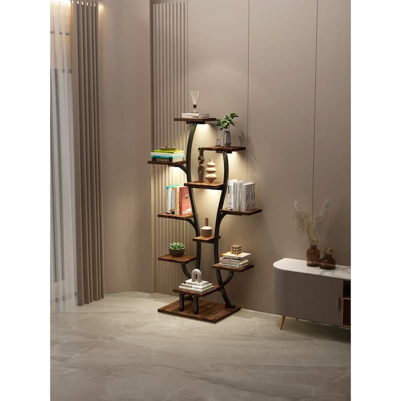 Plant Stand with Grow Lights, Indoor Plant Shelf, Metal Plant Flower Holder Stand, Vase Shape Plant Rack for Home, Patio