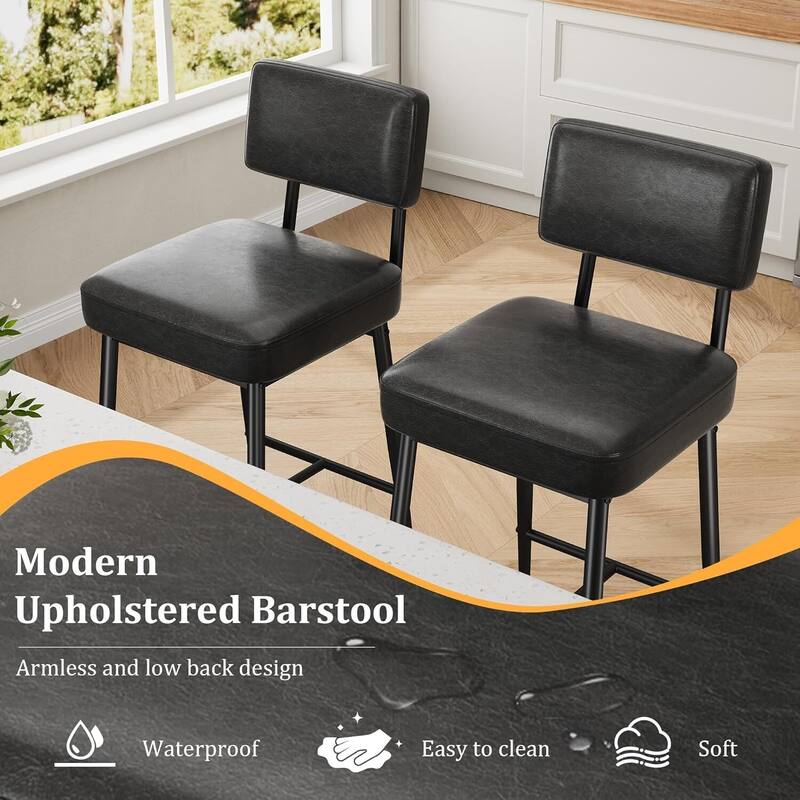 Modern Upholstered Counter Height Barstool Chairs Set of 2