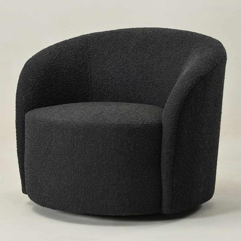 KINWELL 34" W Upholstered Boucle Swivel Barrel Accent Chair