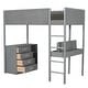 preview thumbnail 27 of 46, Teddy Fleece Twin Size Loft Bed Wood Bed w/ Storage Shelves, Drawers & Desk