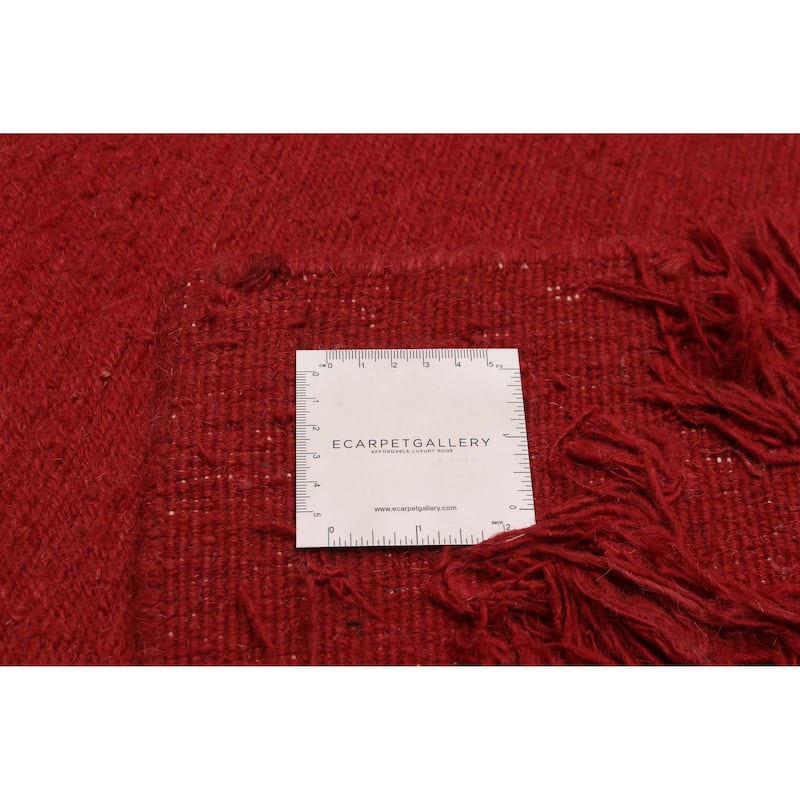 ECARPETGALLERY Flat-Weave Natural Red Wool Tapestry Kilim - 8'2 x 7'11