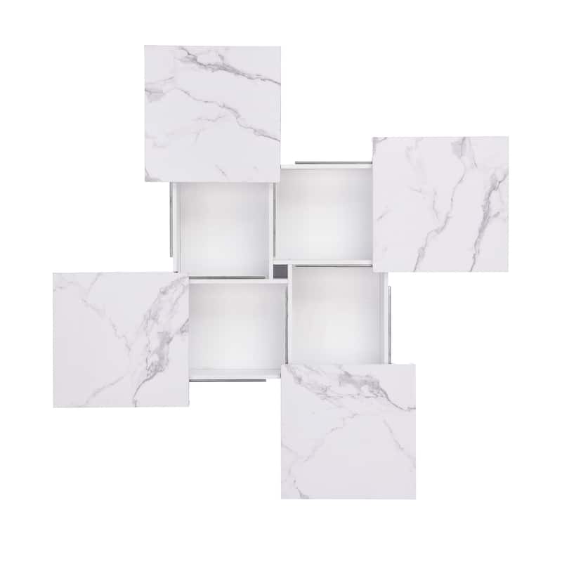 Marble Veneer Coffee Table Sliding Top with Storage