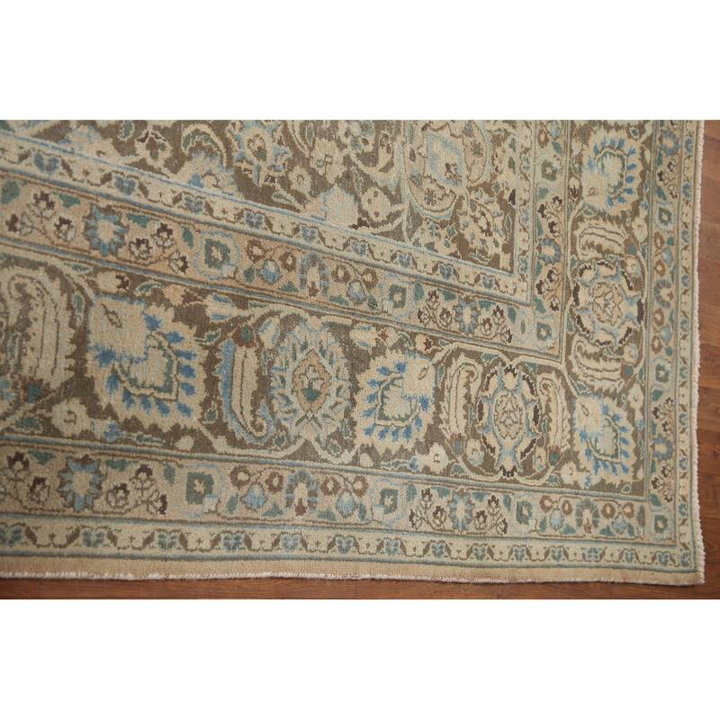 Hand Knotted Oriental 100% Wool Carpet Traditional Floral Peach Mashad Area Rug - 12' 10'' X 9' 10''