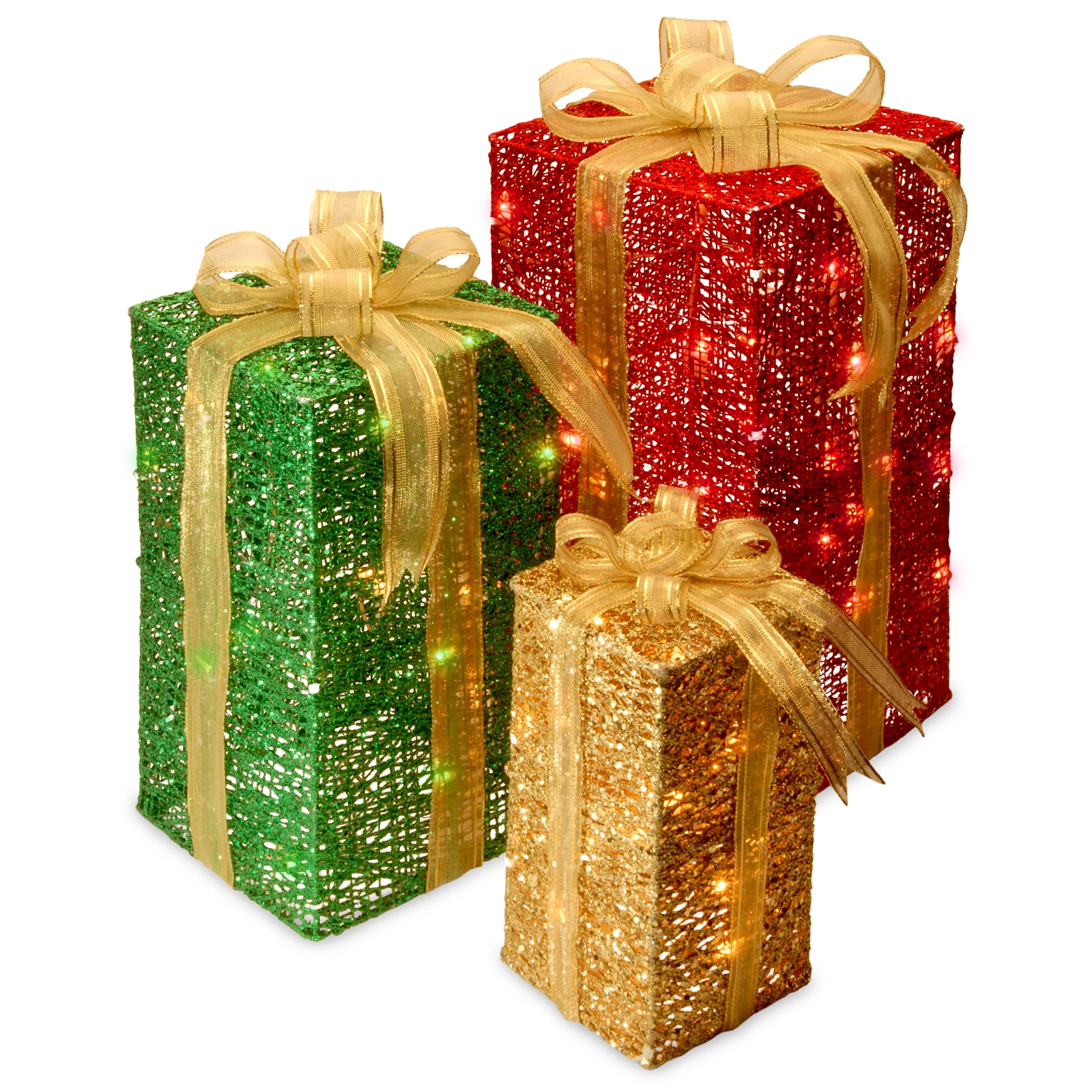 National Tree Company Pre-Lit Gift Box Set with 70 Clear Mini Lights - 18 in