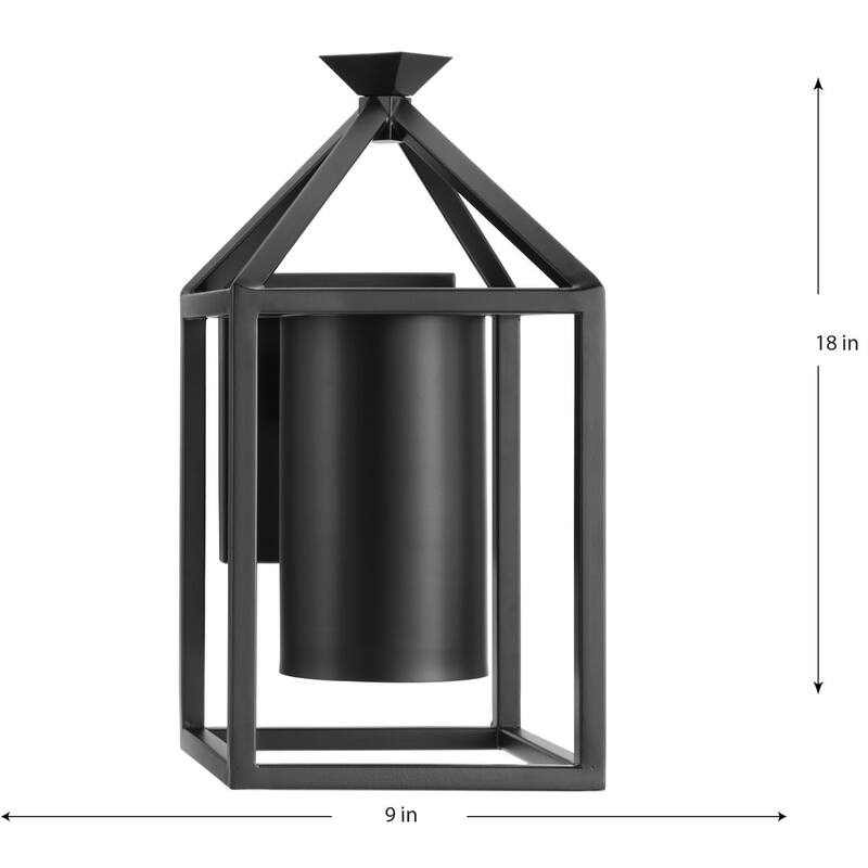 Stallworth Collection One-Light Matte Black Contemporary Outdoor Large Wall Lantern - 9 in x 11 in x 18 in