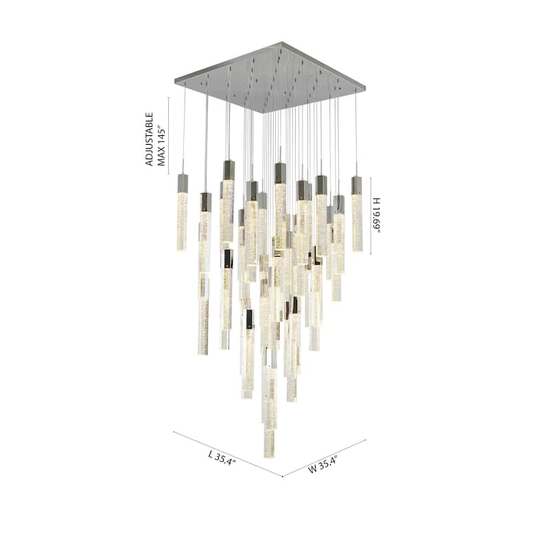 41-Light Chrome Chandelier With Clear Bubble Crystals