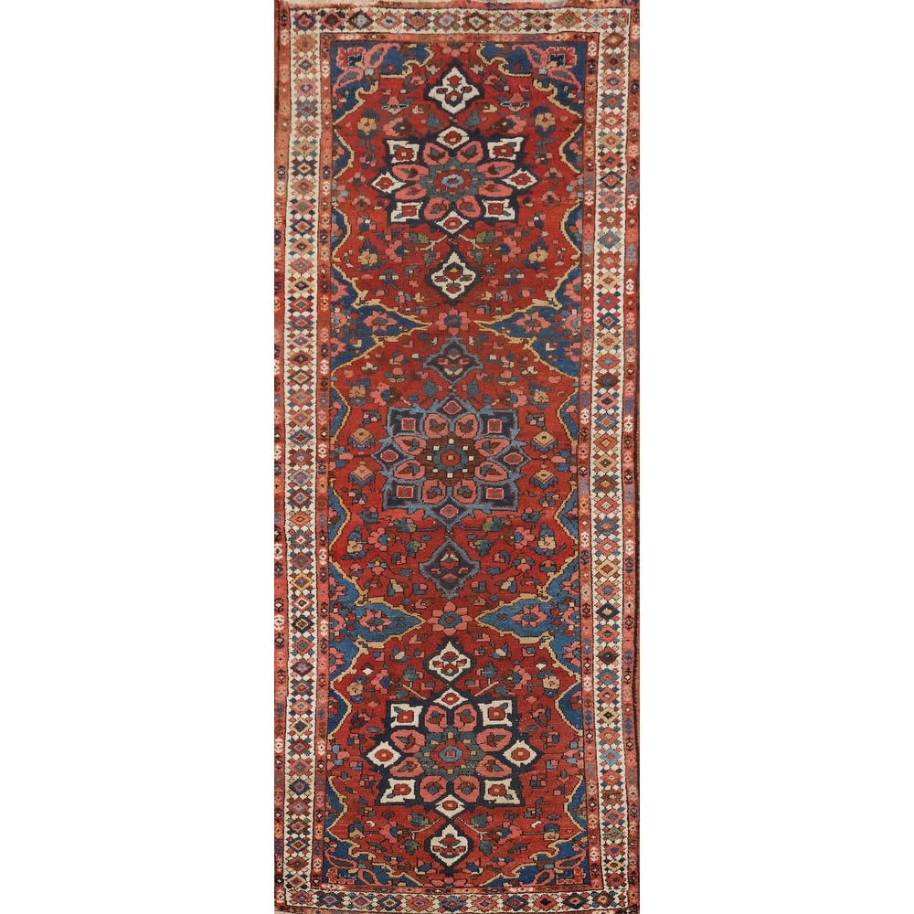 Hand Knotted Oriental 100% Wool Carpet Traditional Floral Oranges & Rust Bakhtiari Runner Rug - 10' 2'' X 3' 9''