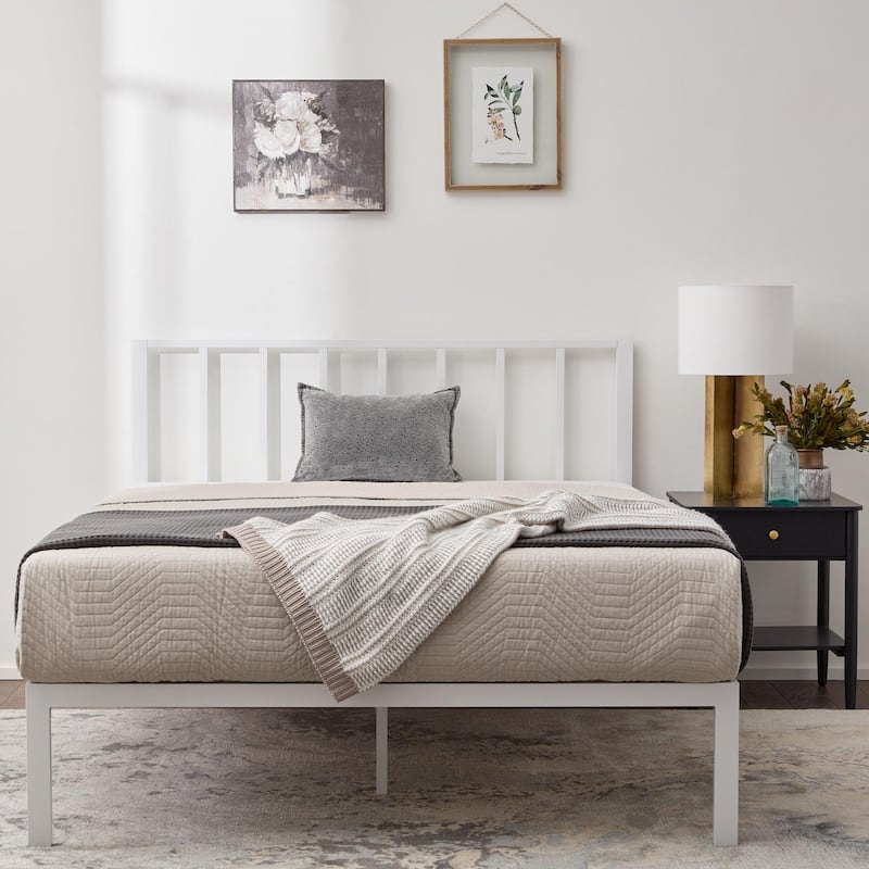Brookside Lori Metal Platform Bed with Vertical Bar Headboard