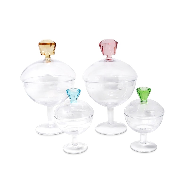 Glass Jar with Colored Diamond Handle