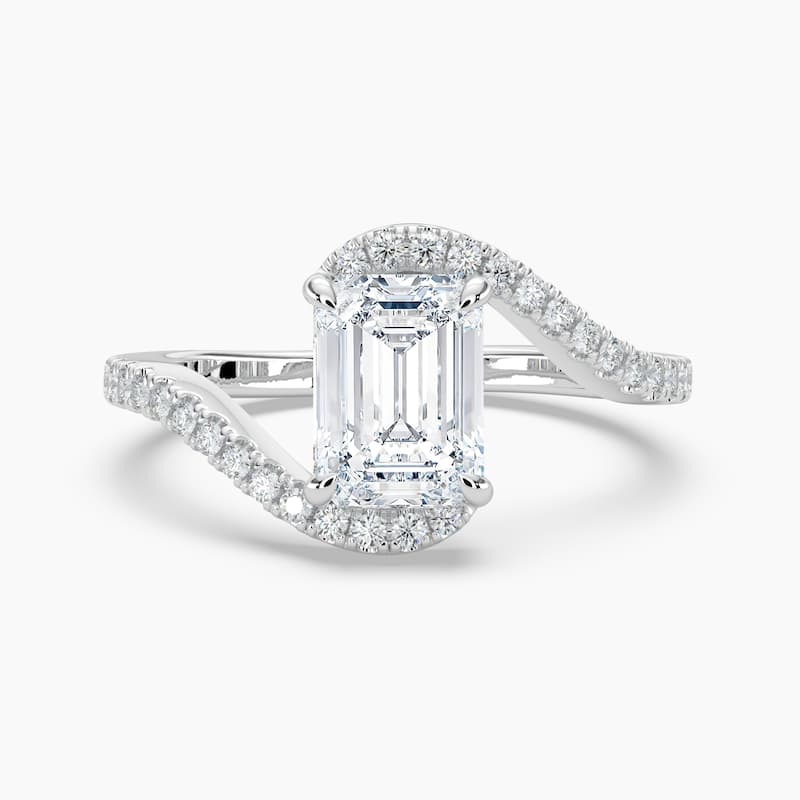 Auriya 14k Gold Emerald-cut Lab Grown Diamond Bypass Engagement Ring 1.00 to 5.00 ct. tw. (F-G, VS) - 2.00 carats - White - 5.5