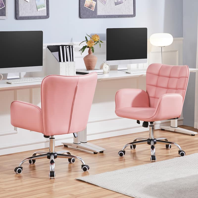 Yaheetech Faux Leather Desk Chair with Padded Armrests Modern Office Chair