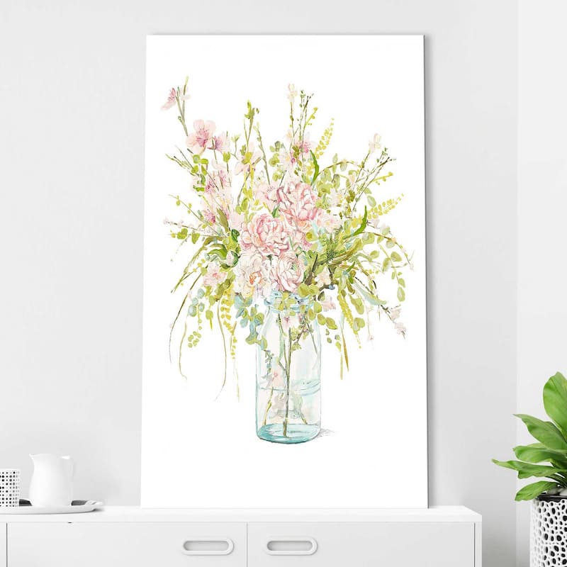 "Flowers in Glass Vase" Print on Canvas