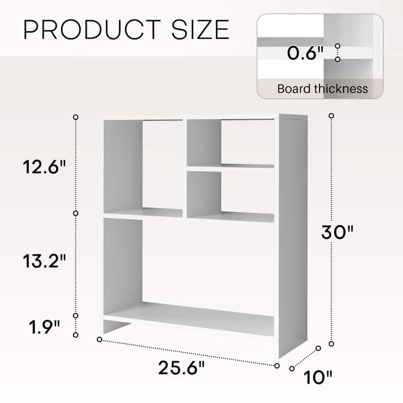 Desktop Shelf Bookshelf Storage for College Dorm Office Home, White