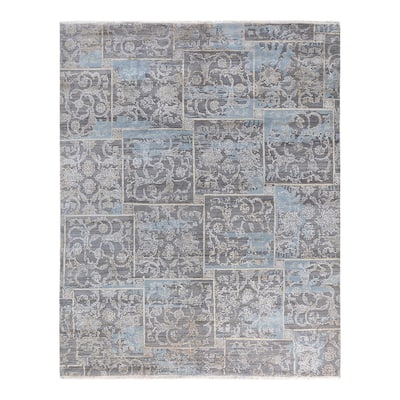 Ikat One-of-a-Kind Hand-Knotted Area Rug, Gray - 8' 1" x 10' 1"