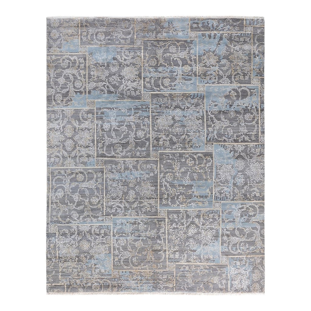 Ikat One-of-a-Kind Hand-Knotted Area Rug, Gray - 8' 1" x 10' 1"