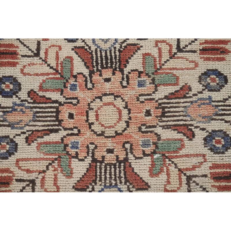 Geometric Pink Hamedan Vintage Persian Area Rug Handmade Wool Carpet - 7'5" x 10'4"