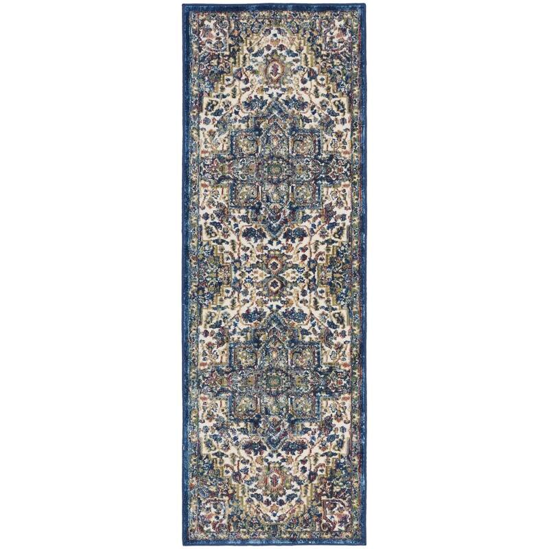 Power Loomed Distressed Abstract Floral Non Skid Area Rug - 72' X '24' X '0.5