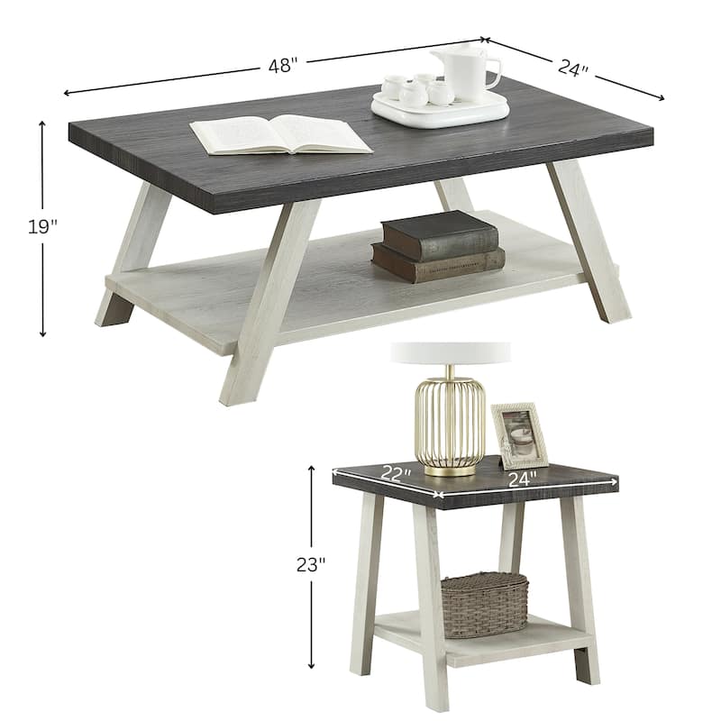 Roundhill Furniture Athens Contemporary 3-pc. Replicated Wood Shelf Table Set