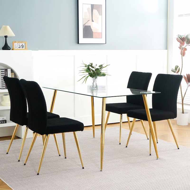 Modern White Teddy Wool Dining Chairs-Set of 4