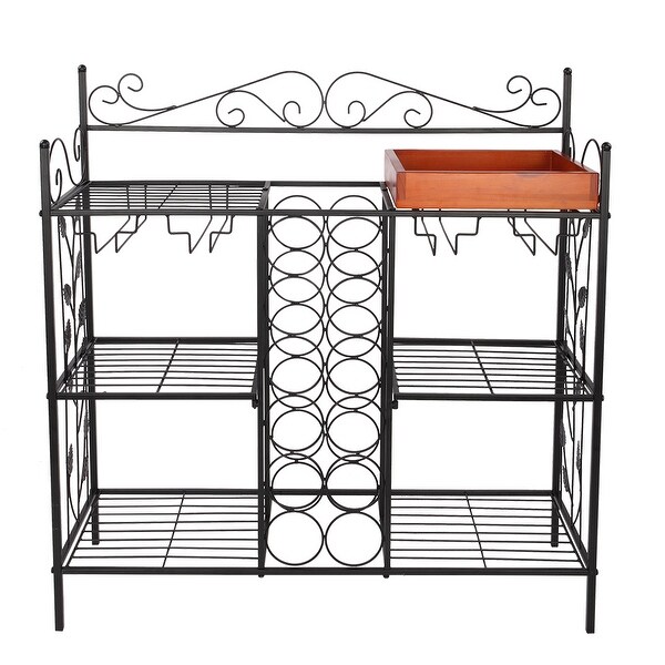 bakers rack with wine glass holder