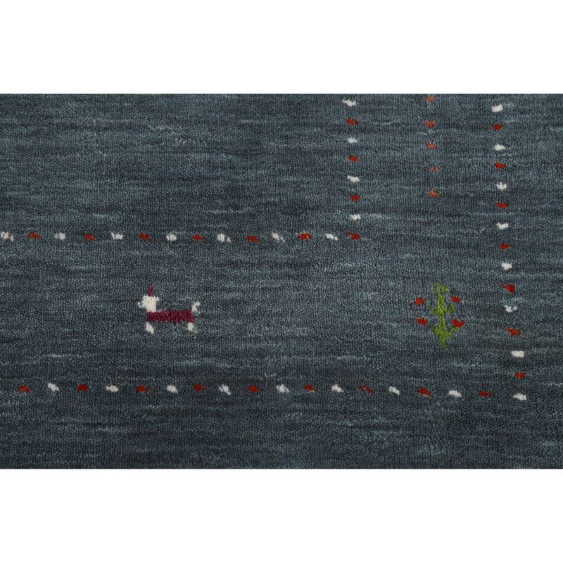 Hand Knotted Oriental 100% Wool Carpet Tribal Tribal Greys & Charcoal Gabbeh Area Rug - 5' 10'' X 3' 11''