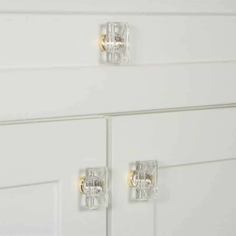 Grandeur CARR-CRYS-KNOB-LG Carre 1-3/4” Crystal Rectangular Emerald