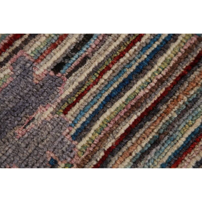 Hand Knotted Oriental 100% Wool Carpet Transitional Floral Multi-Colored Oushak Runner Rug - 9' 9'' X 2' 7''