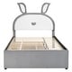 preview thumbnail 7 of 25, Rabbit-Shaped Platform Bed with Embedded LED Lights,Trundle and 3 Drawers