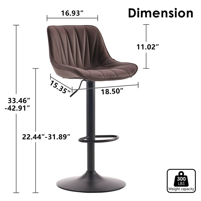 Swivel Upholstered Bar Stools Set of 2, Height Counter Stools