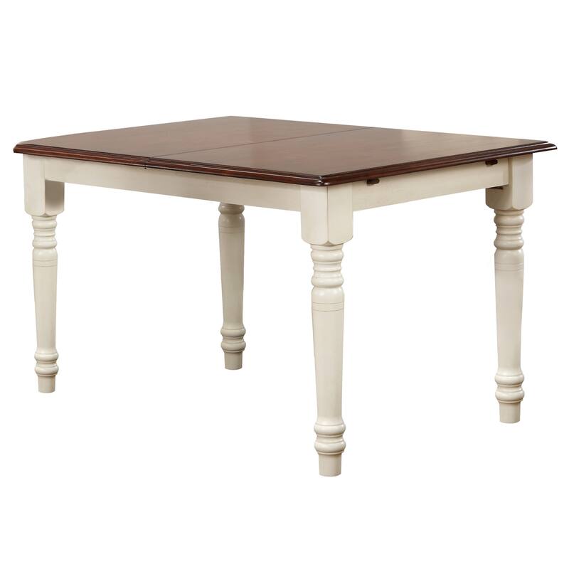Distressed Rectangular Wood Dining Table - 60" - Antique White and Brown