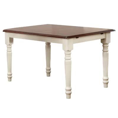 Distressed Rectangular Wood Dining Table - 60" - Antique White and Brown