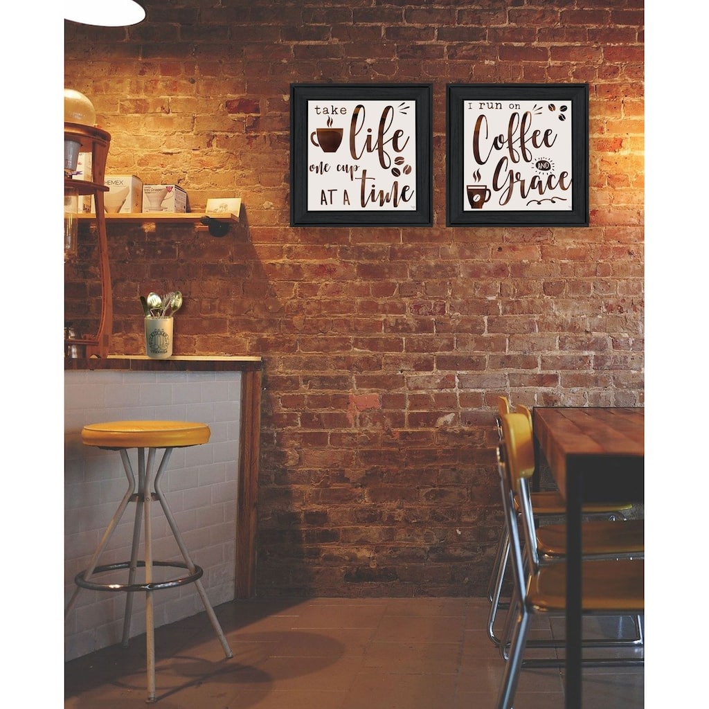 Trendy Decor 4U "One Cup At A Time!" Printed Framed Wall Art by Mollie B.