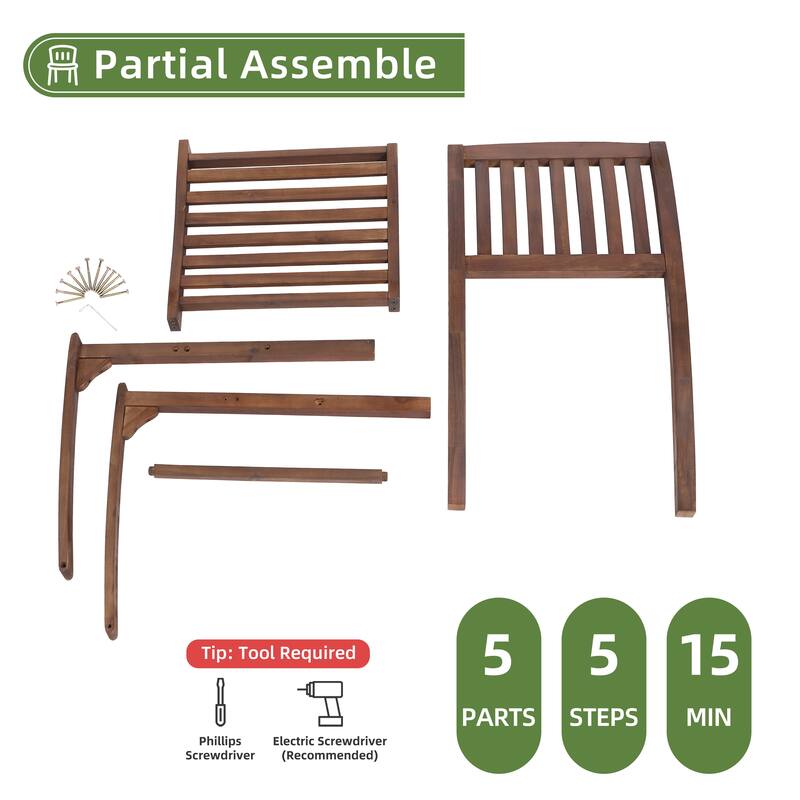 Patio Dining Chair Set of 2 - Brown