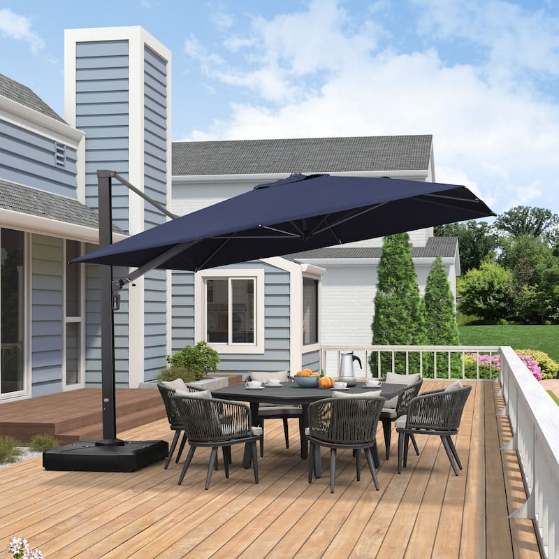 PURPLE LEAF Sturdy Heavy-duty Patio Cantilever Offset Umbrella with 360-degree Rotation - 11ft-NB