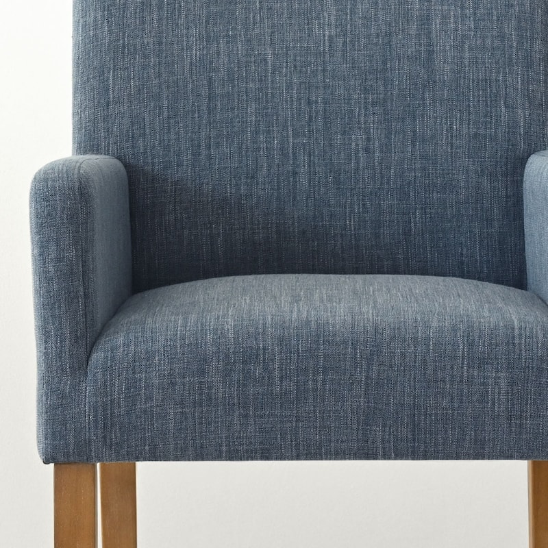 Linen Upholstered Armchair with Solid Wood Legs(Set of 4)