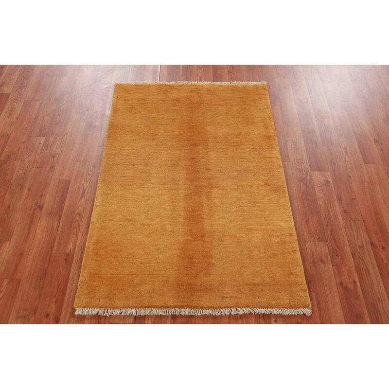 Yellow Modern Gabbeh Oriental Accent Rug Handmade Wool Carpet - 2'7" x 3'11"