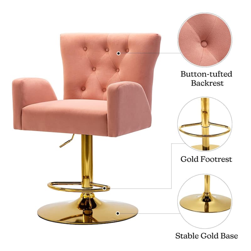 Loreto Modern Tufted Velvet Swivel chair with Adjustable Height by HULALA HOME