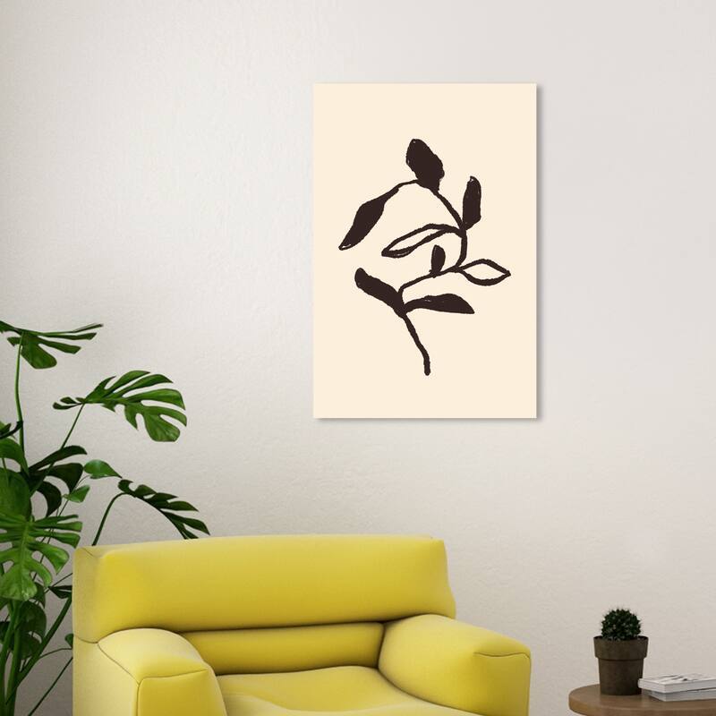 Wynwood Studio Canvas Floral and Botanical Plain Plant Black and Cream White Modern & Contemporary Wall Art Canvas Print - 30 x 20