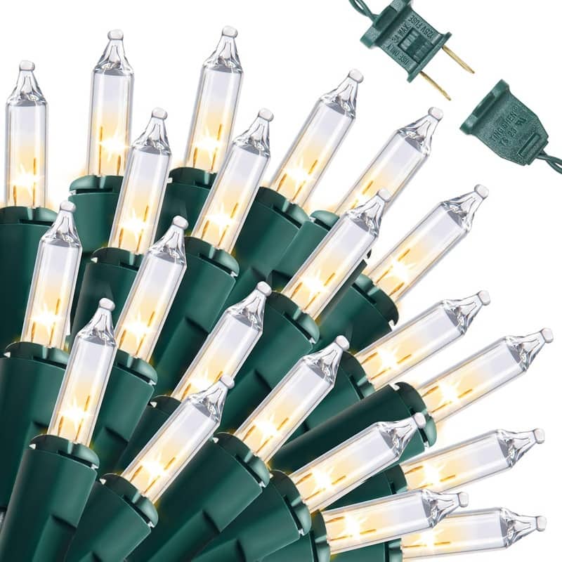 Joyfy 200(2x100) Mini Warm White Christmas String Lights - Green