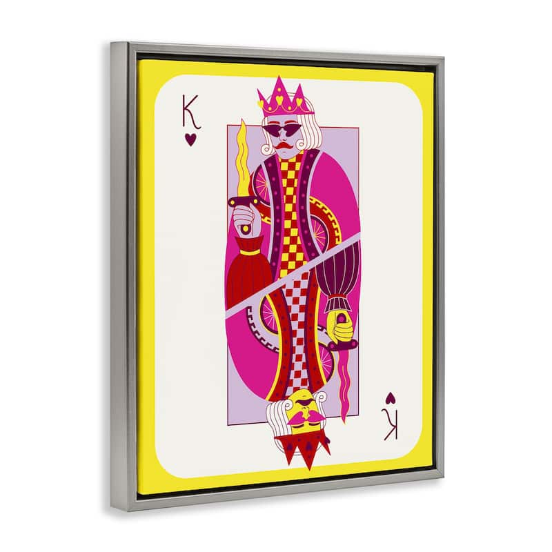 Stupell Bright Trendy King Card Framed Floater Canvas Wall Art Design By Grace Popp
