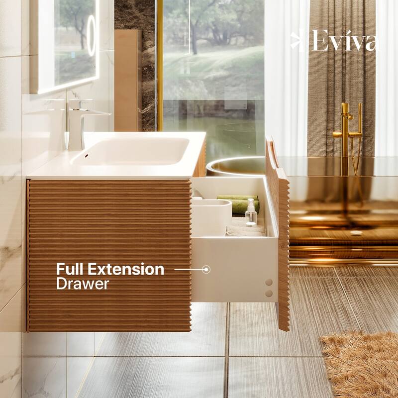 Leah 39 in. Medium Oak Bath Vanity with Solid Surface Top & Integrated Sink