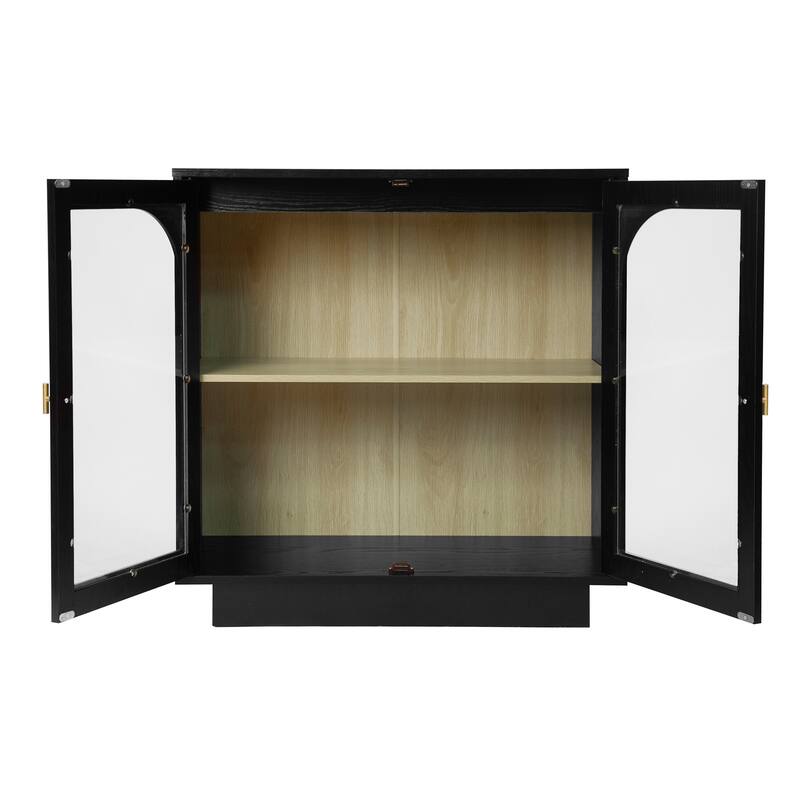 GDFStudio - Modern Acrylic Door Storage Cabinet with Adjustable Shelf