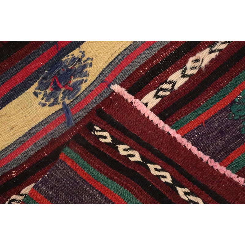 Hand Woven Oriental 100% Wool Carpet Southwestern Tribal Multi-Colored Kilim Area Rug - 7' 5'' X 5' 7''