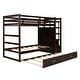preview thumbnail 21 of 71, Space-Saving Bunk Bed with Twin Trundle and Stairs, Wood Bunk Beds with Storage Drawers and Guardrail for Kids Teens Adults