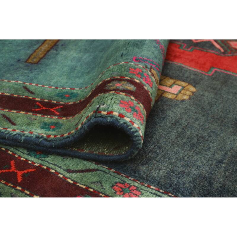 Fine Vintage Distressed Golshan Navy/Red Rug - 4'11" x 9'3"