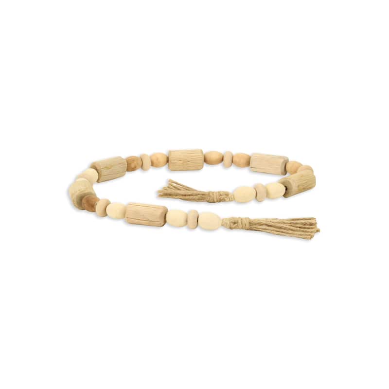 HomeRoots 40" Brown Wood Beads And Rope Decorative Tassel - 40' X '1.5' X '1.5